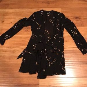 Reformation Black Floral Wrap Dress